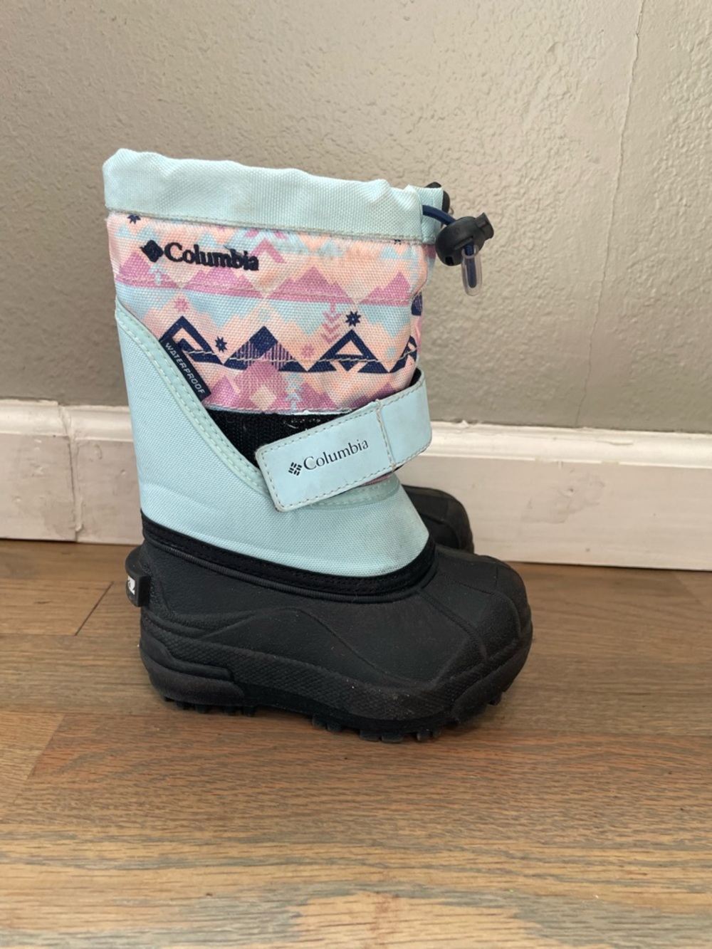 Columbia Kids Waterproof Snow Boots Pink & Blue Pattern Size 6 Toddler